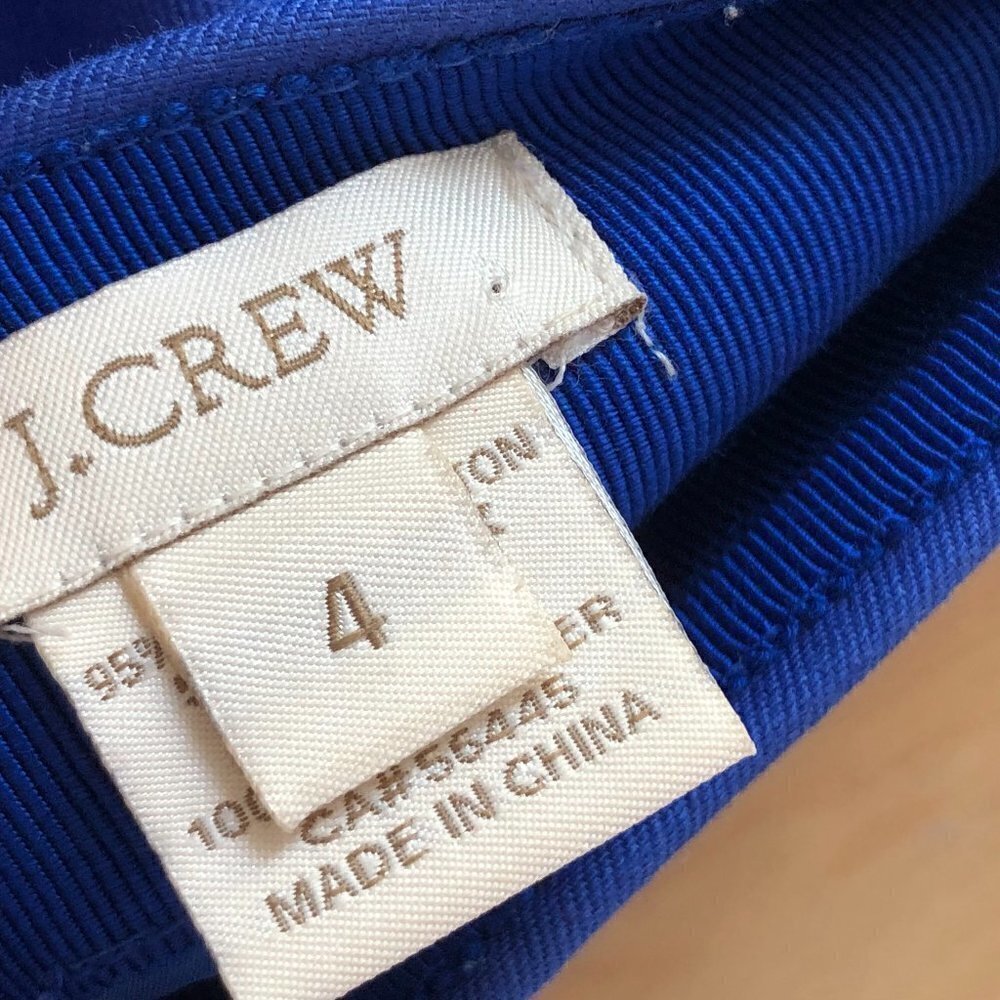 Y2K 12" J. Crew Double Serge Cobalt Blue Lined Pencil Skirt Women's size 4 - NEW - Picture 3 of 10